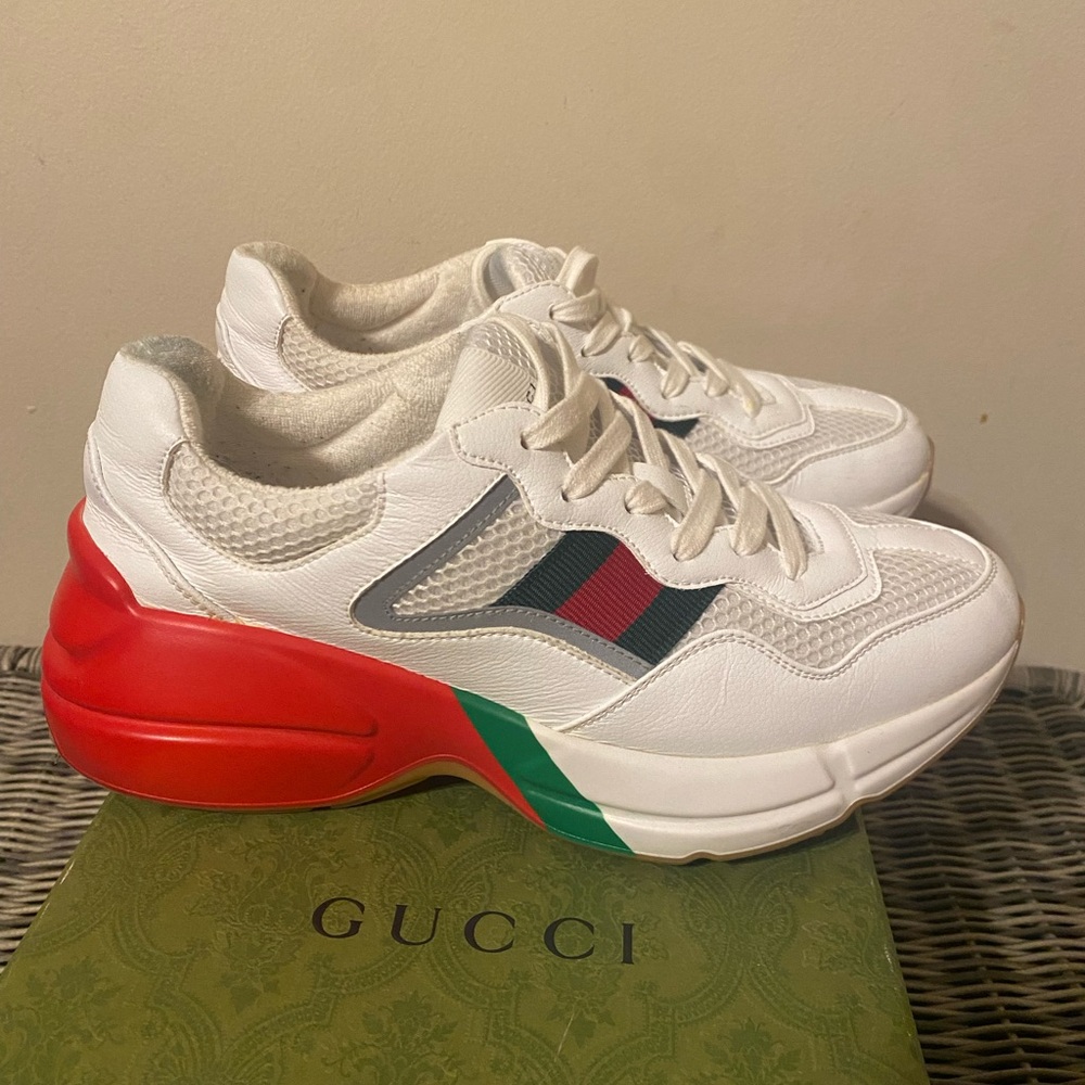 Gucci Womens lavaredo eco mesh web rhyton reflective size 9 worn 5x